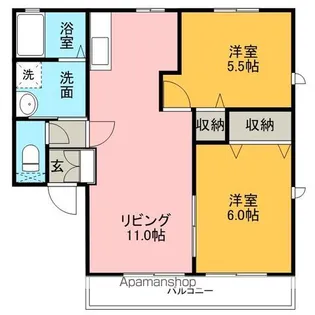 サンプレイスH.F Ⅰ【2階】の間取り
