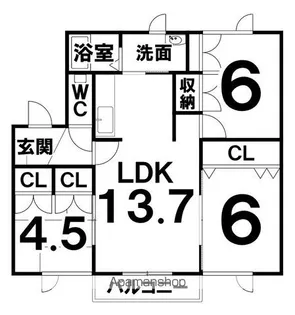札内リバーサイド【E号室】の間取り