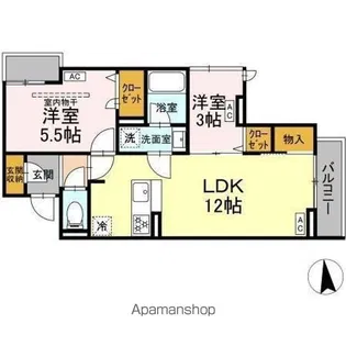 セレスティア東保木間II【3階】の間取り