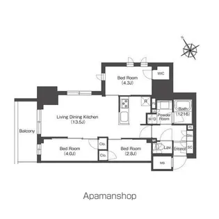 コンフォリア・リヴ板橋【4階】の間取り