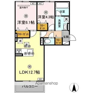 シャンポールさい D棟【1階】の間取り