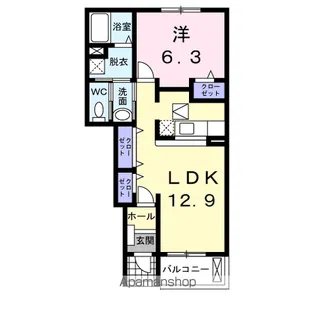 ベル ソレイユB【1階】の間取り