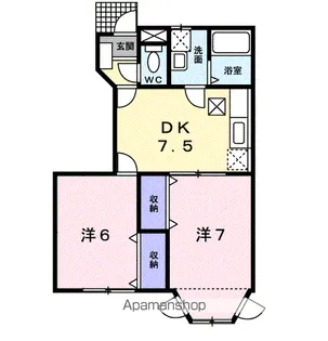 WINDSKEAーLANI B【1階】の間取り