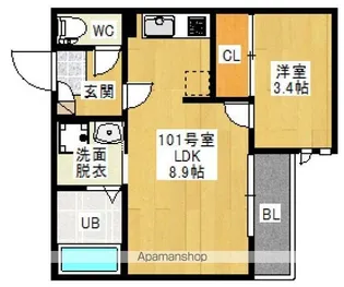 GRANDTIC ORANGE Ⅱ (仮GRANDTIC 青崎7【1階】の間取り