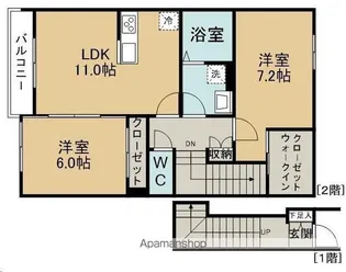 クレセール小田原【2-2号室】の間取り