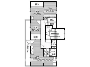 ビレッジハウス大楽毛1号棟【1階】の間取り