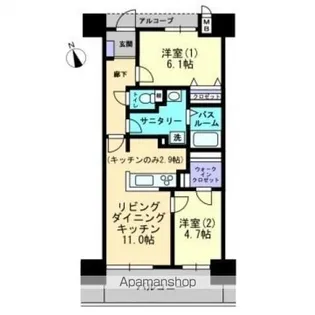 2LDKの間取り画像