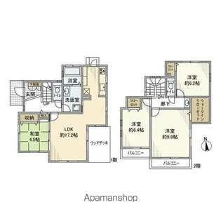 神奈川県横浜市港北区富士塚2丁目【一戸建】の間取り