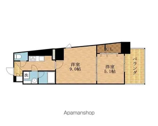 リ・フォルーチェ大阪城【5階】の間取り