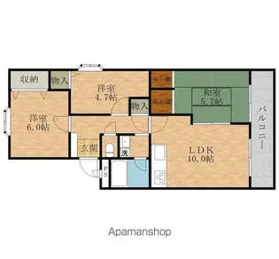 サンライズマンション和泉府中弐番館【401号室】の間取り