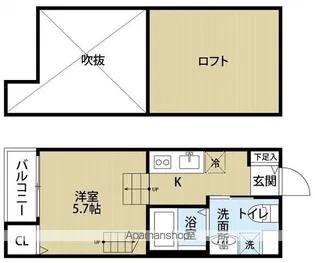 DOLCE VITA【102号室】の間取り