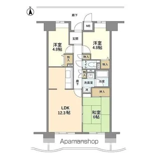 グランデージ住之江【1階】の間取り