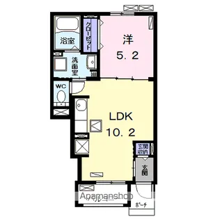 カーサ フィオーレ 十王【102号室】の間取り