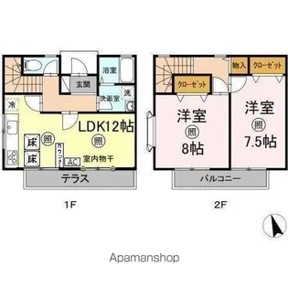 東京都武蔵村山市中藤4丁目【テラスハウス】の間取り