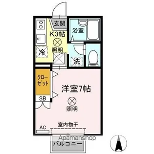 サンシャインパレスAB B棟【B101号室】の間取り