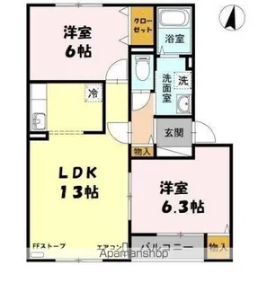 ロイウッド ウエスト【1階】の間取り