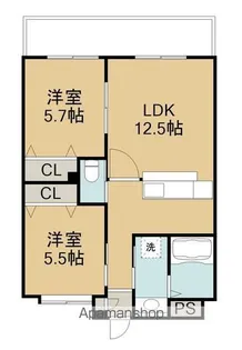 ラセーヌ大州浜【201号室】の間取り