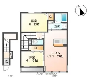 シャン・ドゥ・ポワロ【2階】の間取り
