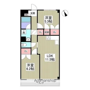 グランドマンション中内出【4階】の間取り