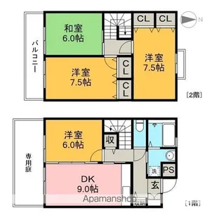 高知県高知市丸池町【テラスハウス】の間取り