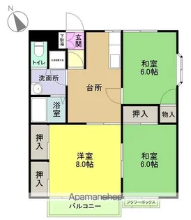 ポム・ド・テールA・B【B201号室】の間取り