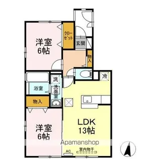 ラフィネはまゆう C棟【C102号室】の間取り