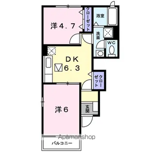 ラ・フェスタA【1階】の間取り