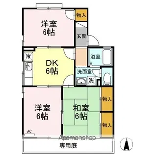 ローズコート B棟【B102号室】の間取り