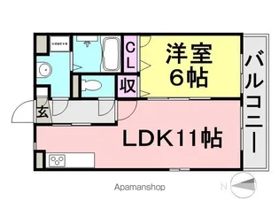 シャーメゾン東難波【205号室】の間取り