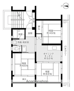 ビレッジハウス日明3号棟【2階】の間取り