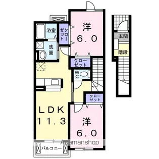 ジュネスⅡ【2階】の間取り