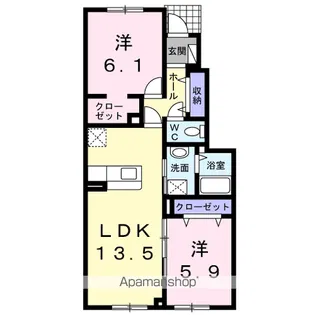 ル モンド ブル【1階】の間取り