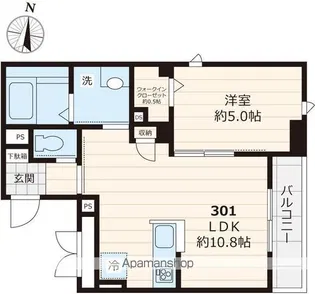 プライムクロス【301号室号室】の間取り
