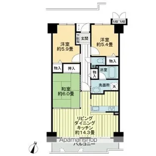 サーパス祝谷【2階】の間取り