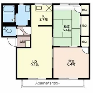 フレグランス上杉 B棟【B102号室】の間取り