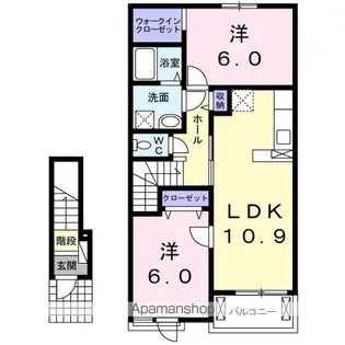 グランフィルB【2階】の間取り