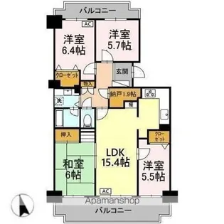 ライフインサーラ1407号室【14階】の間取り