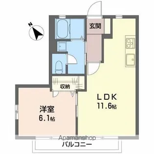プレジオ石堂B【1階】の間取り