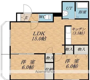 第18大光ハイツ【4階】の間取り