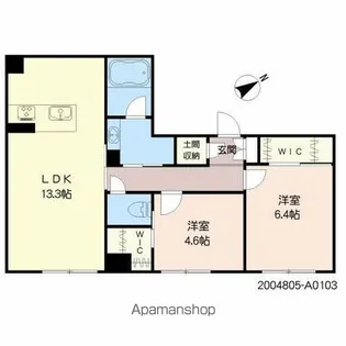 CHATELAINE 庵の園【103号室】の間取り