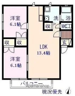 ウエストアベニュー【2階】の間取り