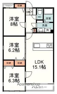 ガーデンハウス雅B【2階】の間取り
