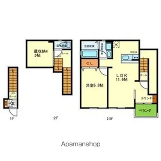 ベルリード二色【2階】の間取り