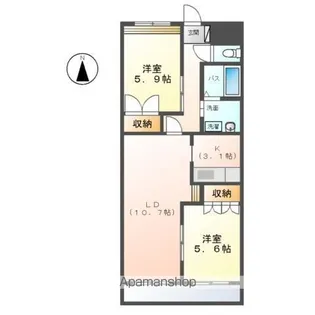 クレスト城勝【302号室】の間取り
