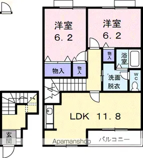 茨城県牛久市さくら台2丁目【アパート】の間取り
