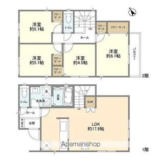 千葉県船橋市咲が丘1丁目【一戸建】の間取り