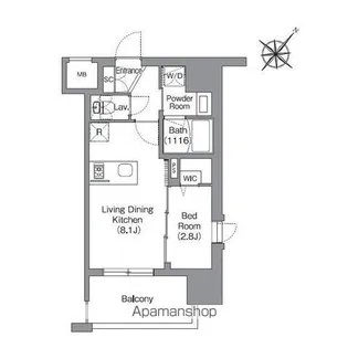シーズンフラッツ渡辺通【9階】の間取り