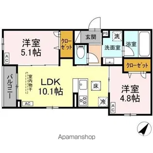 セレスティア綾瀬【1階】の間取り
