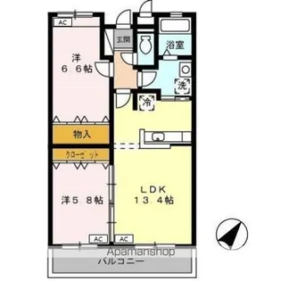 サンライズ瀬名川【2階】の間取り