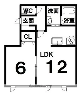 コーポオムⅡ【102号室】の間取り